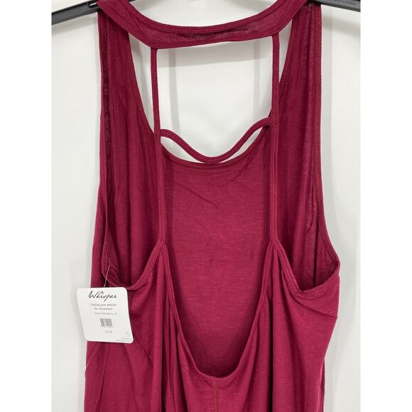 Whisper Burgundy Strappy Open Back Tank Top 1X NEW Womens Summer Gym Flowy - Picture 6 of 8